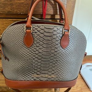 Dooney & Bourke Gray and Brown Satchel with Snakeskin Texture